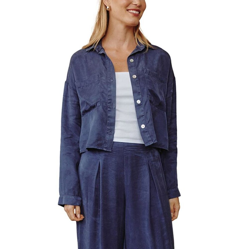 Bella Dahl Womens  Button Down Cropped Shirt
